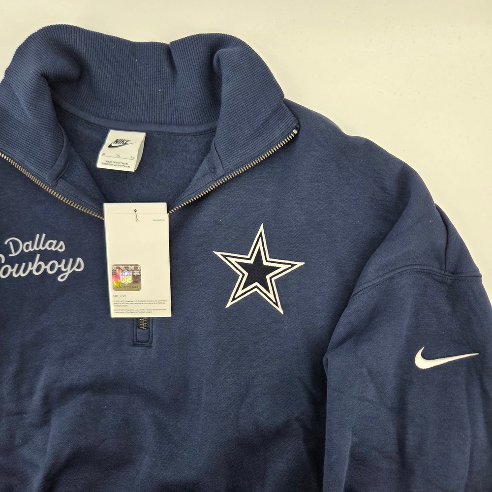 Nike Quarter Zip Sweatshirt Women XL Navy Dallas Cowboys Cropped NWT NFL Fan